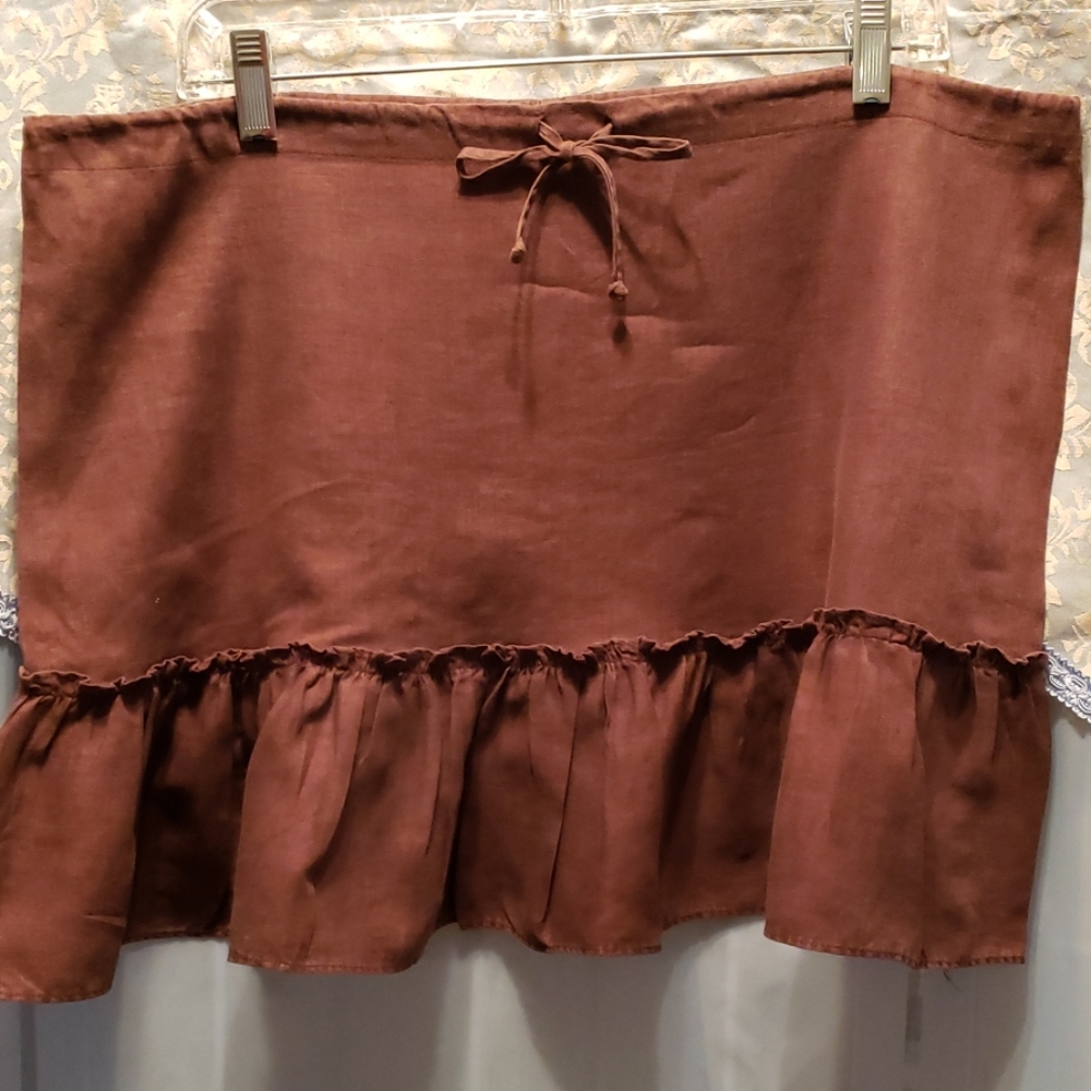 ACROBAT 100% LINEN DRAWSTRING MINI SKIRT SZ S
